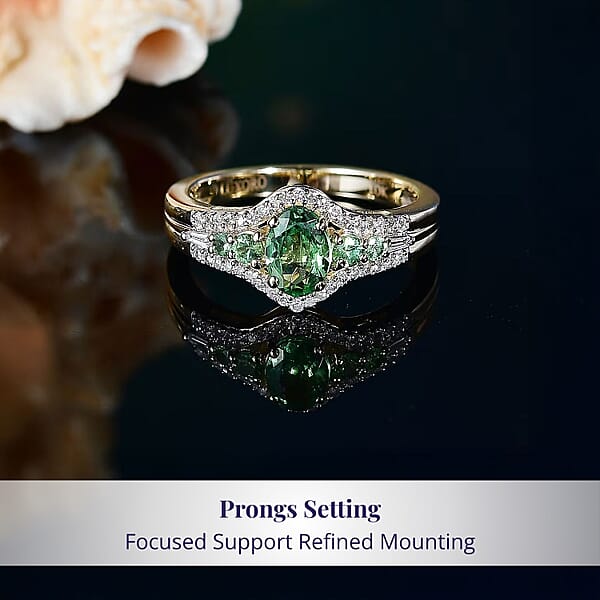 Luxoro Premium Tsavorite Garnet And I2 Diamond 1.25 Ctw Ring In 10K Yellow Gold