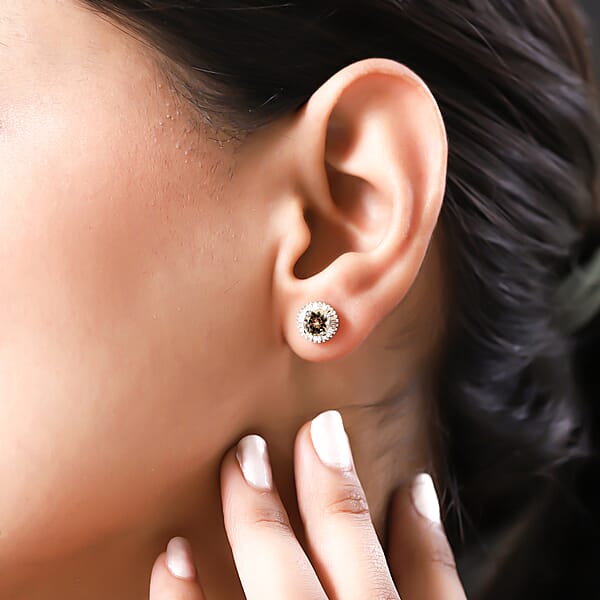 Luxoro Premium Turkizite And G-H I2 Diamond 1.44 Ctw Earrings In 14K White Gold (Del. In 10-12 Days)