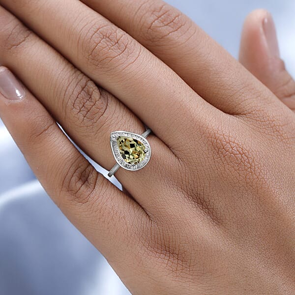 Luxoro Premium Turkizite And G-H I2 Diamond 2.20 Ctw Ring In 14K White Gold (Del. In 10-12 Days)