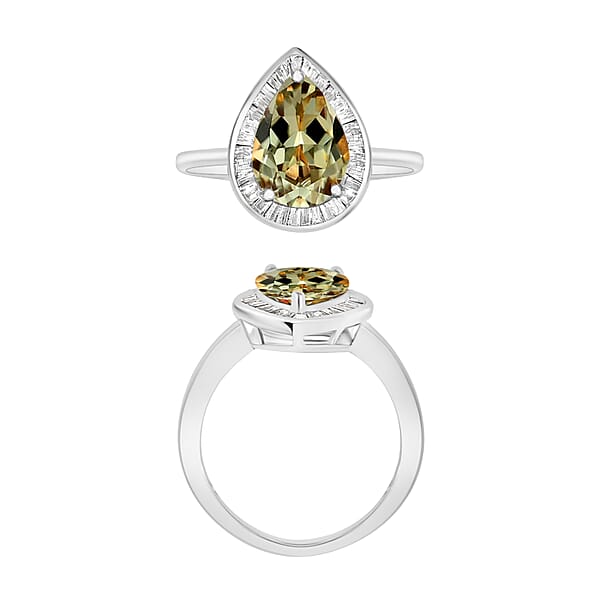 Luxoro Premium Turkizite And G-H I2 Diamond 2.20 Ctw Ring In 14K White Gold (Del. In 10-12 Days)