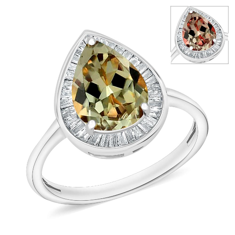 Luxoro Premium Turkizite and G-H I2 Diamond 2.20 ctw Ring in 14K White Gold (Del. in 10-12 Days)