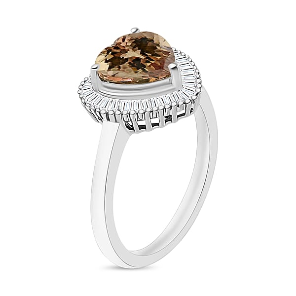 Luxoro Premium Turkizite And G-H I2 Diamond 2.40 Ctw Ring In 14K White Gold (Del. In 10-12 Days)