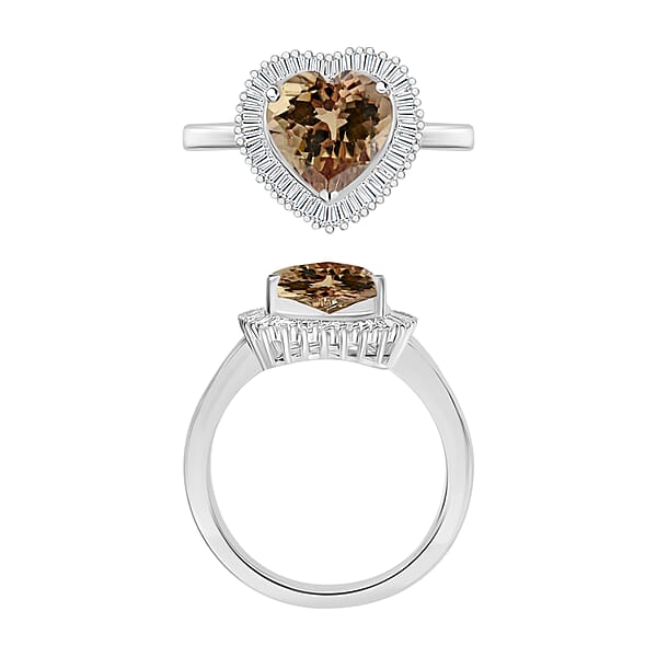 Luxoro Premium Turkizite And G-H I2 Diamond 2.40 Ctw Ring In 14K White Gold (Del. In 10-12 Days)