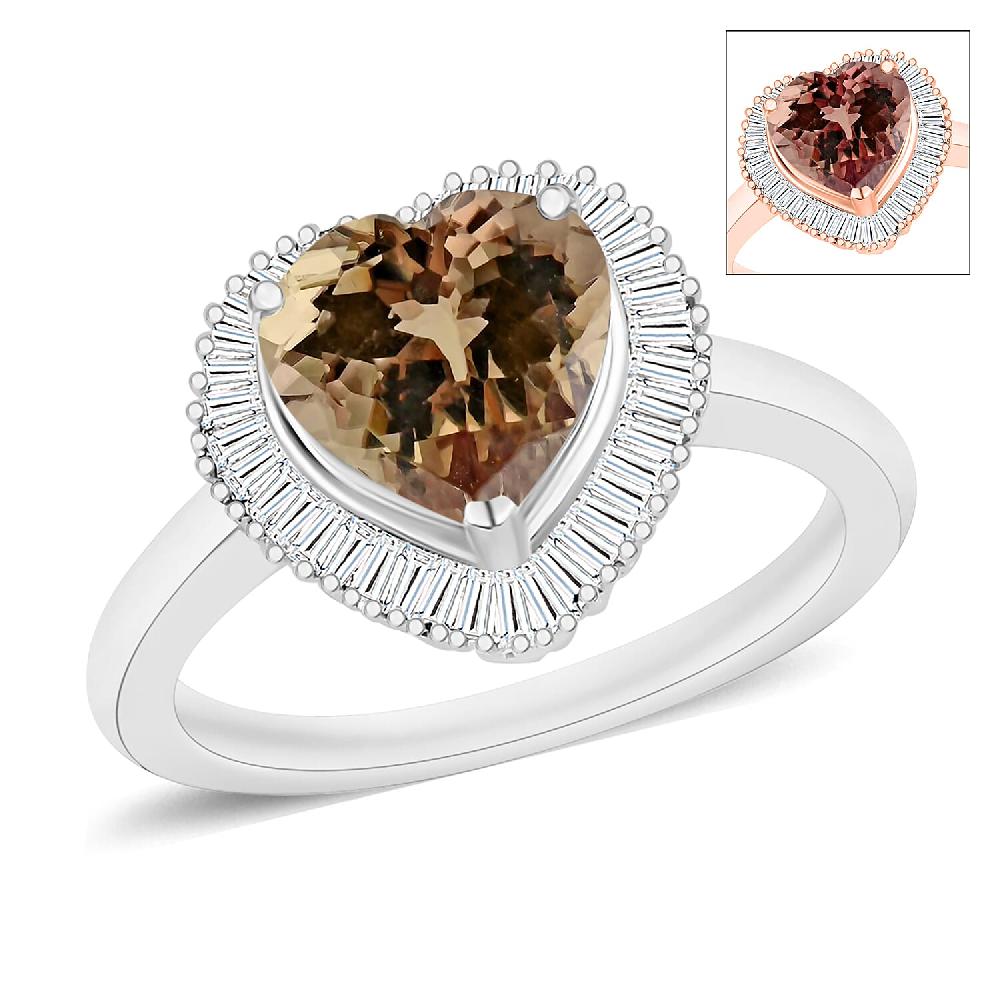 Luxoro Premium Turkizite and G-H I2 Diamond 2.40 ctw Ring in 14K White Gold (Del. in 10-12 Days)