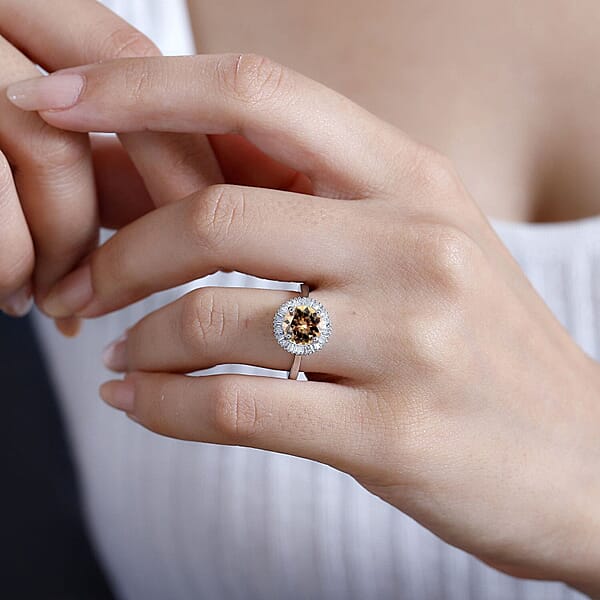 Luxoro Premium Turkizite And G-H I2 Diamond 2.50 Ctw Ring In 14 White Gold (Del. In 10-12 Days)
