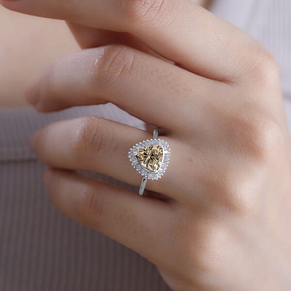 Luxoro Premium Turkizite And G-H I2 Diamond 2.50 Ctw Ring In 14K White Gold (Del. In 10-12 Days)