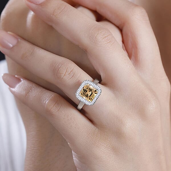 Luxoro Premium Turkizite And G-H I2 Diamond 2.85 Ctw Ring 14K White Gold (Del. In 10-12 Days)
