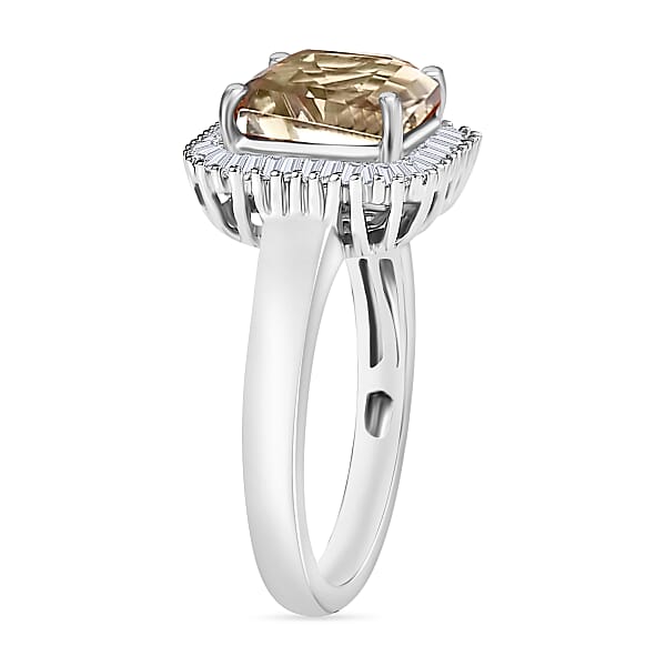 Luxoro Premium Turkizite And G-H I2 Diamond 2.85 Ctw Ring 14K White Gold (Del. In 10-12 Days)