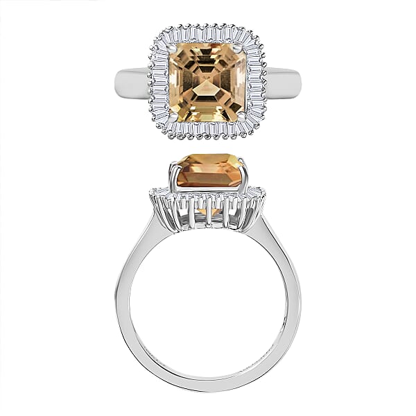 Luxoro Premium Turkizite And G-H I2 Diamond 2.85 Ctw Ring 14K White Gold (Del. In 10-12 Days)