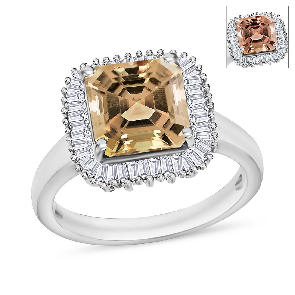 Luxoro Premium Turkizite and G-H I2 Diamond 2.85 ctw Ring 14K White Gold (Del. in 10-12 Days)