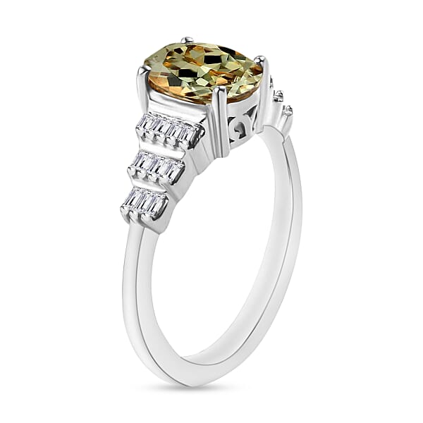 Luxoro Premium Turkizite And G-H SI Diamond 1.40 Ctw Ring In 14K White Gold (Del. In 10-12 Days)