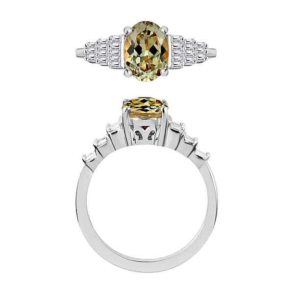Luxoro Premium Turkizite And G-H SI Diamond 1.40 Ctw Ring In 14K White Gold (Del. In 10-12 Days)