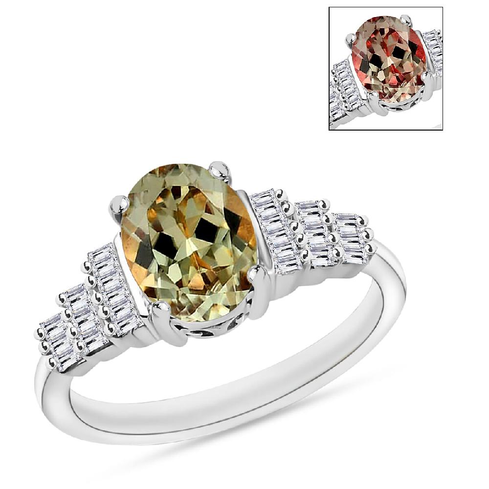 Luxoro Premium Turkizite and G-H SI Diamond 1.40 ctw Ring in 14K White Gold (Del. in 10-12 Days)