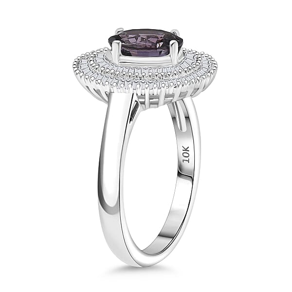 Luxoro Royal Lavender Spinel And I2 Diamond 2.20 Ctw Classic Double Halo Ring In 10K White Gold