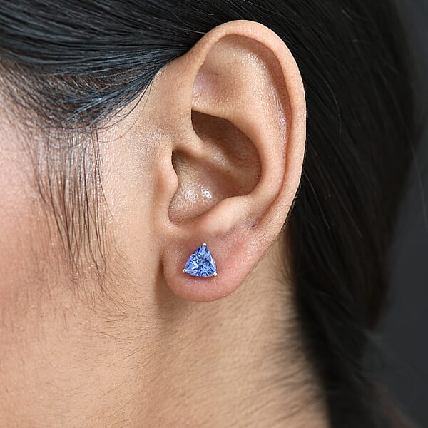 Luxoro Tanzanite Solitaire Stud Earrings In 10K White Gold 2.00 Ctw