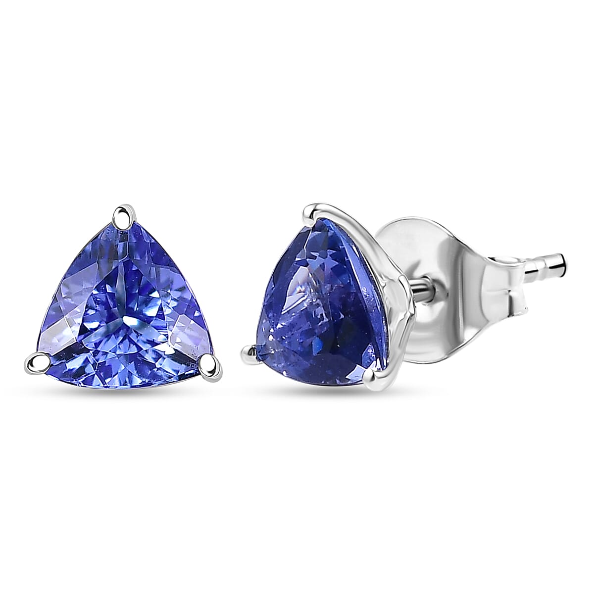 Luxoro Tanzanite Solitaire Stud Earrings in 10K White Gold 2.00 ctw