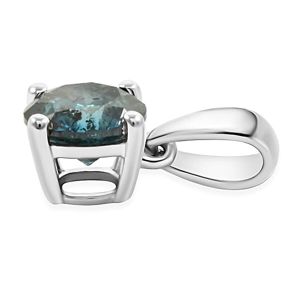 Luxoro Venice Blue Diamond (I1-I2) 1.00 Ctw Solitaire Pendant Without Chain In 10K White Gold