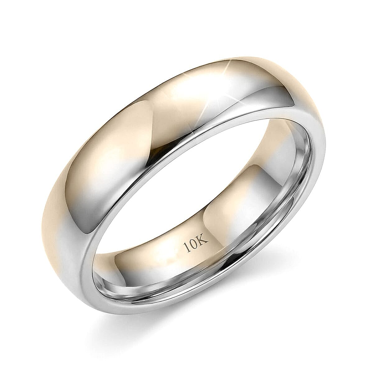 Luxoro Wave Pattern Band Ring in 10K Yellow and White Gold