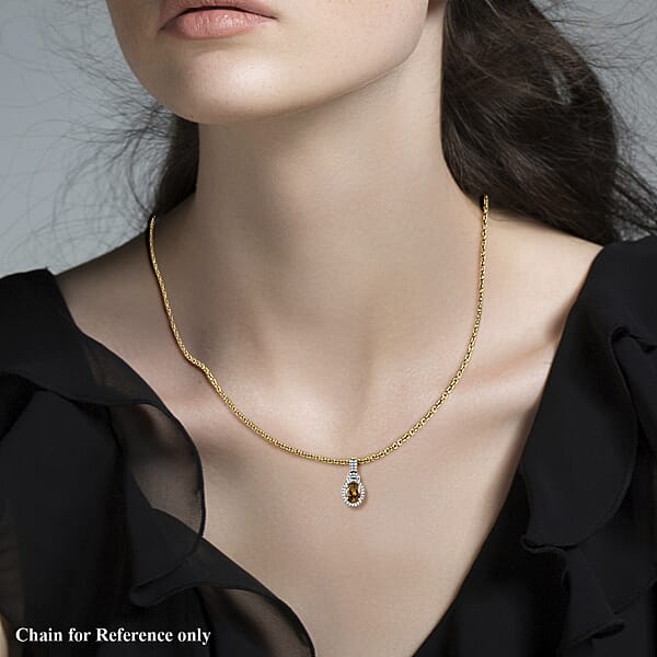LuxoroPremium Golden Tanzanite And G-H I3 Diamond 2.25 Ctw Halo Pendant In 14K Yellow Gold