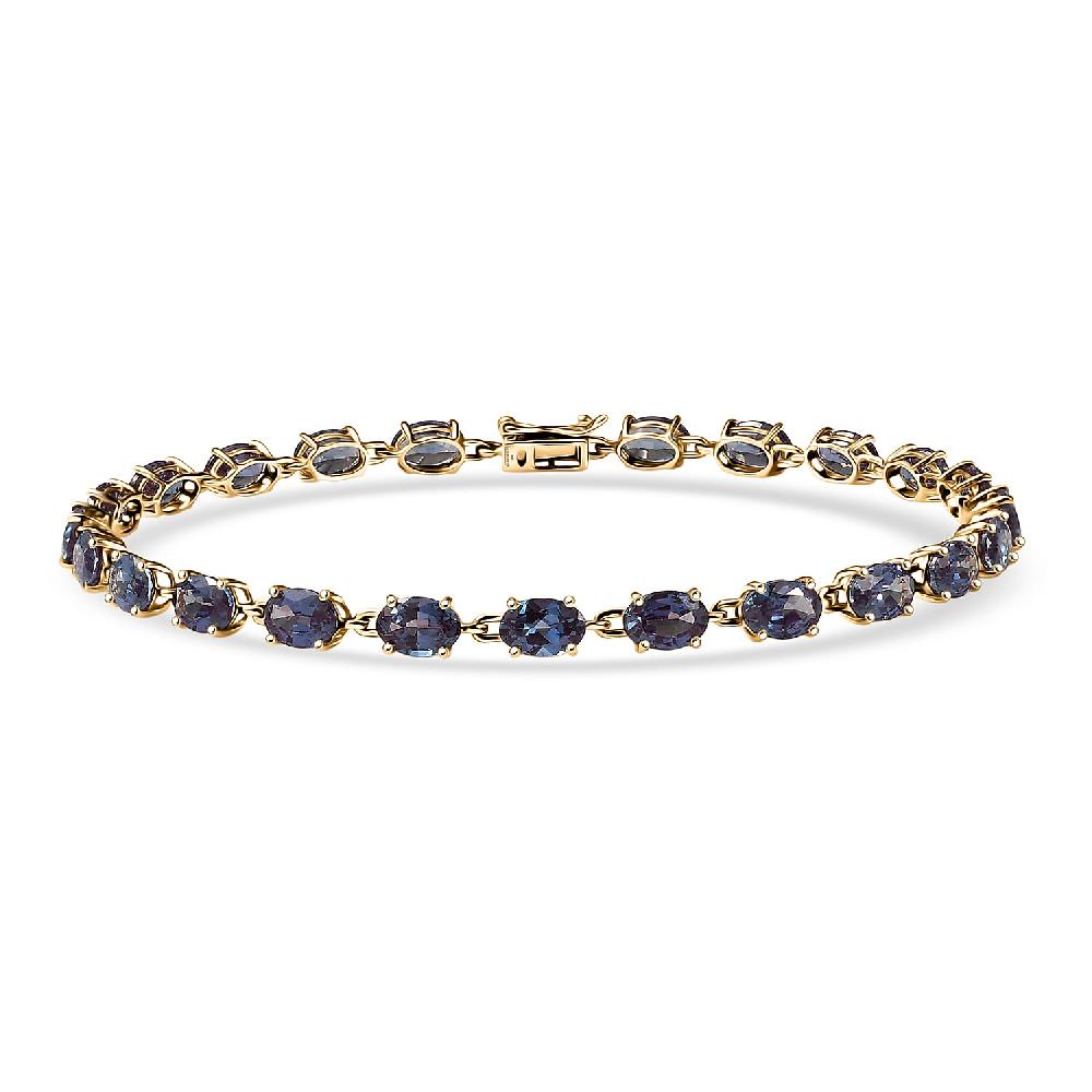 Luxuriant AAA Lab Grown Alexandrite 10.25 ctw Golden Eclipse Bracelet in 10K Yellow Gold (6.50 In)
