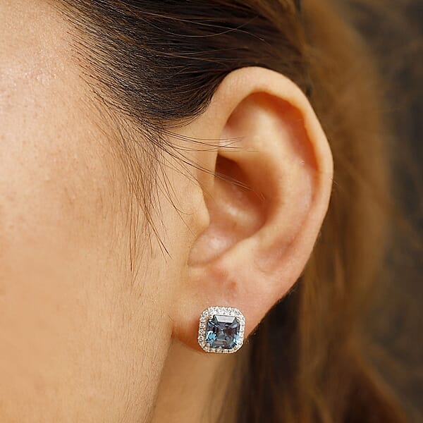 Luxuriant AAA Lab Grown Alexandrite And E-F VS Lab Grown Diamond 4.28 Ctw Earrings In 10K White Gold