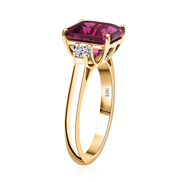 Luxuriant AAA Lab Grown Bixbite And Lab Grown Diamond E-F VS 3.25 Ctw Ring In 10K Yellow Gold