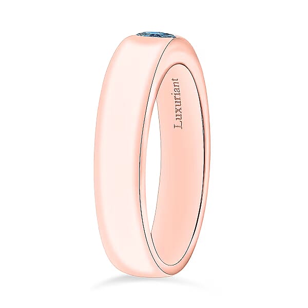 Luxuriant Lab Grown Blue Diamond IR VS 0.25 Ctw Mens Ring In Vermeil Rose Gold Over Sterling Silver (Del. In 10-12 Days)