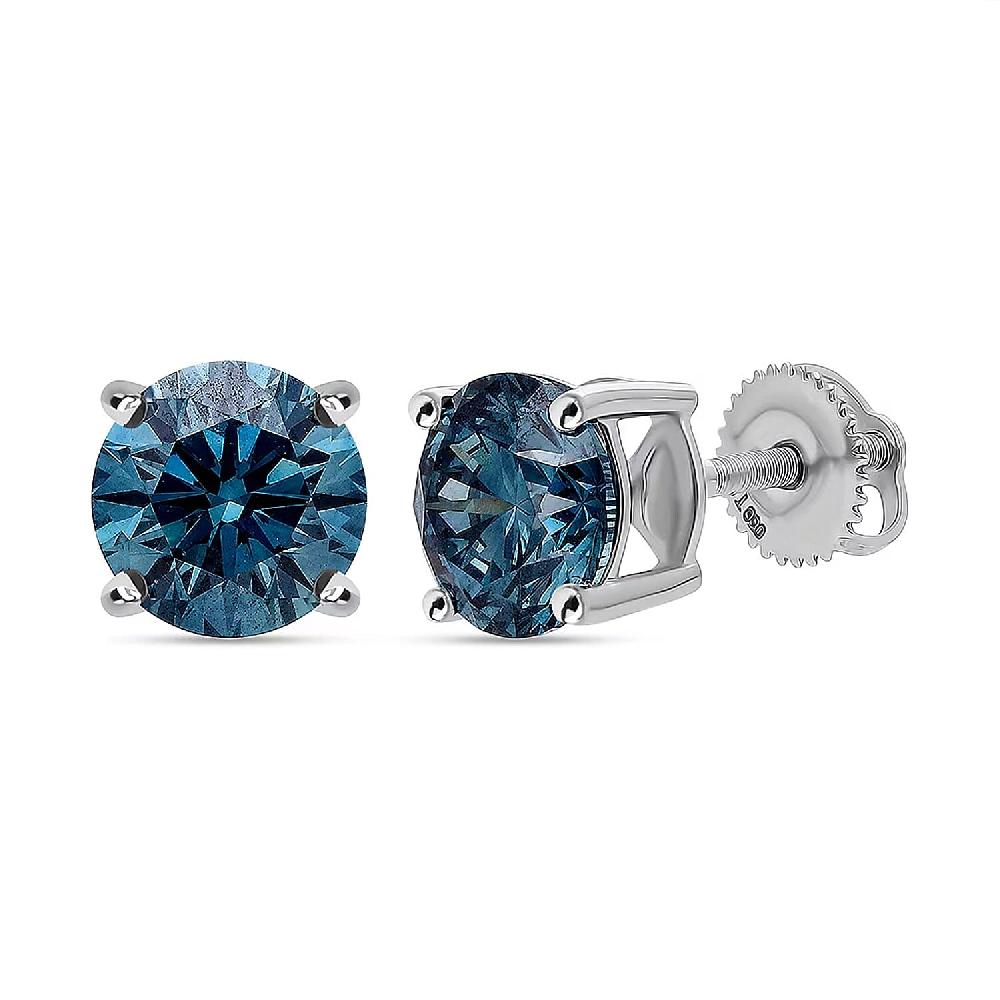 Luxuriant Lab Grown Blue Diamond (IR) VS 4.00 Ctw Stud Earrings In 950 Platinum