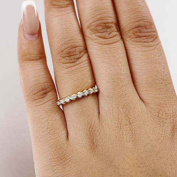 Luxuriant Lab Grown Diamond 0.30 Ctw Band Ring In 18K Vermeil YG Over Sterling Silver