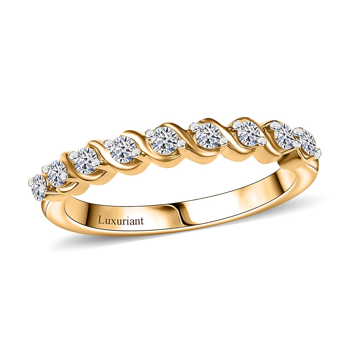 Luxuriant Lab Grown Diamond 0.30 ctw Band Ring in 18K Vermeil YG Over Sterling Silver