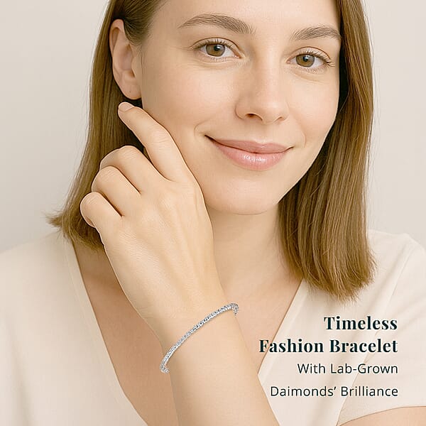 Luxuriant Lab Grown Diamond 1.00 Ctw Bracelet In Rhodium Over Sterling Silver (6.50 In) (Del. In 12-15 Days)