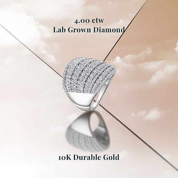 Luxuriant Lab Grown Diamond 4.00 Ctw Ring In 10K White Gold 7.75 Grams