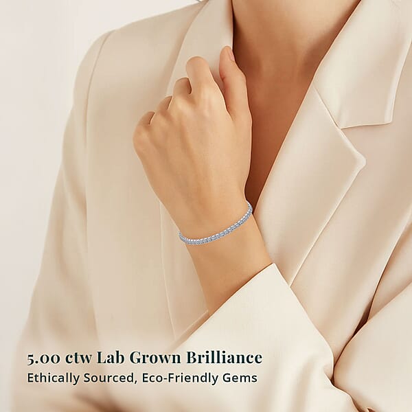 Luxuriant Lab Grown Diamond 5.00 Ctw Bracelet In 14K White Gold (7.00 In) 5.42 Grams