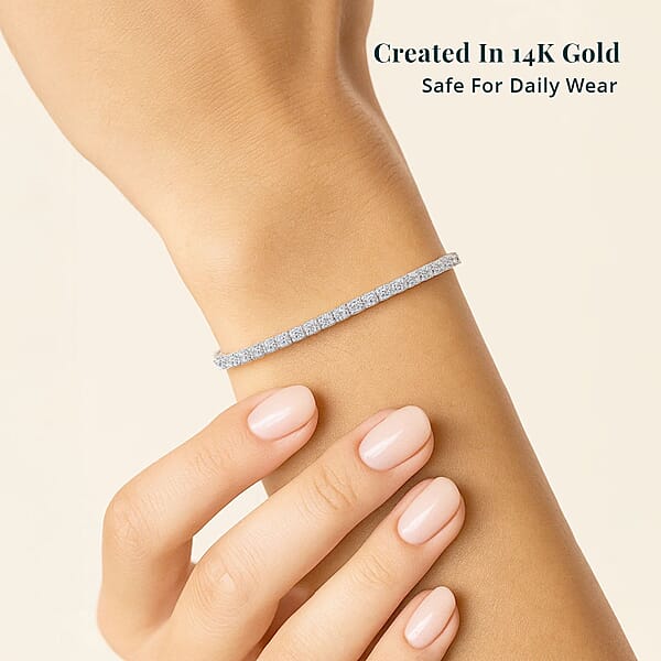 Luxuriant Lab Grown Diamond 7.00 Ctw Bracelet In 14K White Gold (7.00 In) 6 Grams