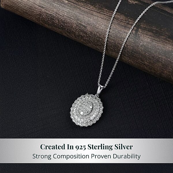 Luxuriant Lab Grown Diamond Bloom Pendant Necklace In Rhodium Over Sterling Silver 1.00 Ctw (20 Inches)