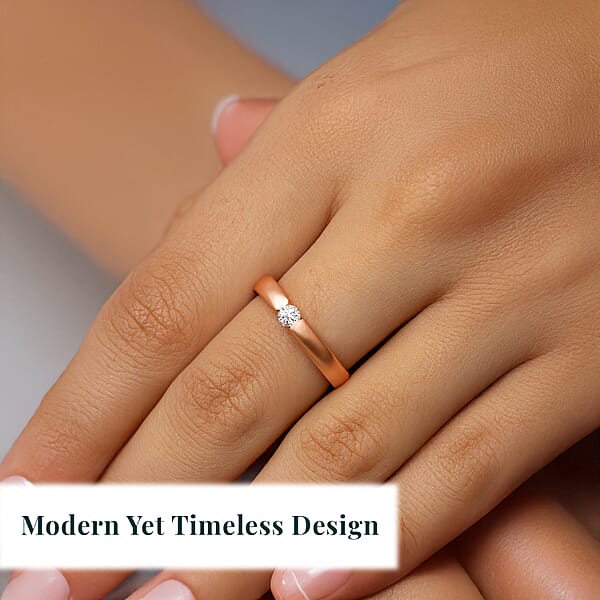 Luxuriant Lab Grown Diamond E-F VS 0.15 Ctw Solitaire Ring In 18K Vermeil Rose Gold Over Sterling Silver