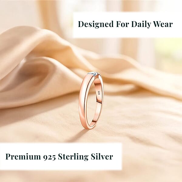Luxuriant Lab Grown Diamond E-F VS 0.15 Ctw Solitaire Ring In 18K Vermeil Rose Gold Over Sterling Silver