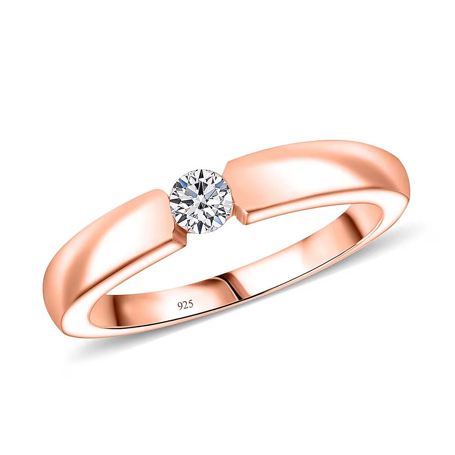 Luxuriant Lab Grown Diamond E-F VS 0.15 Ctw Solitaire Ring In 18K Vermeil Rose Gold Over Sterling Silver