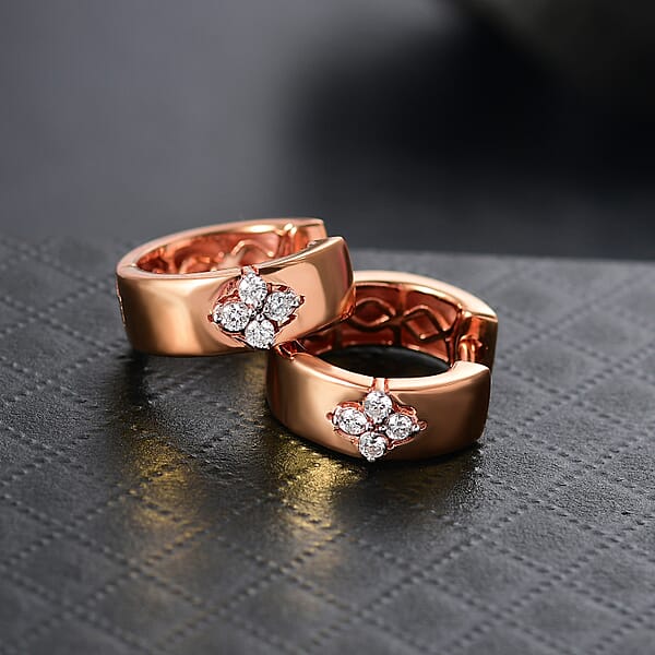 Luxuriant Lab Grown Diamond E-F VS 0.20 Ctw Hoop Earrings In 18K Vermeil Rose Gold Over Sterling Silver