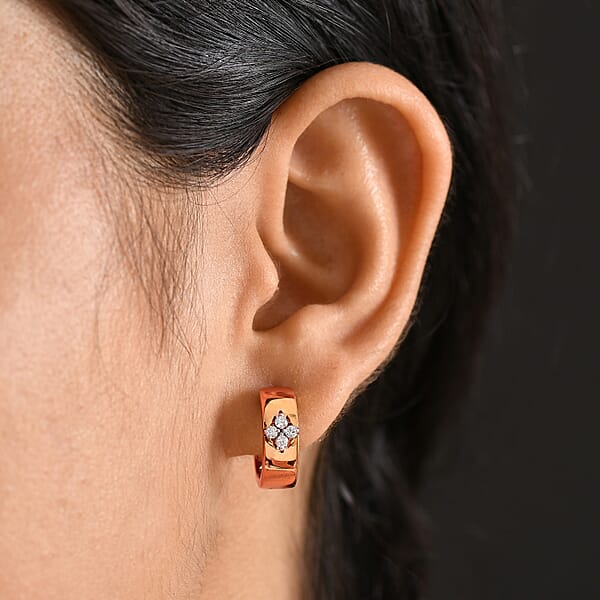 Luxuriant Lab Grown Diamond E-F VS 0.20 Ctw Hoop Earrings In 18K Vermeil Rose Gold Over Sterling Silver