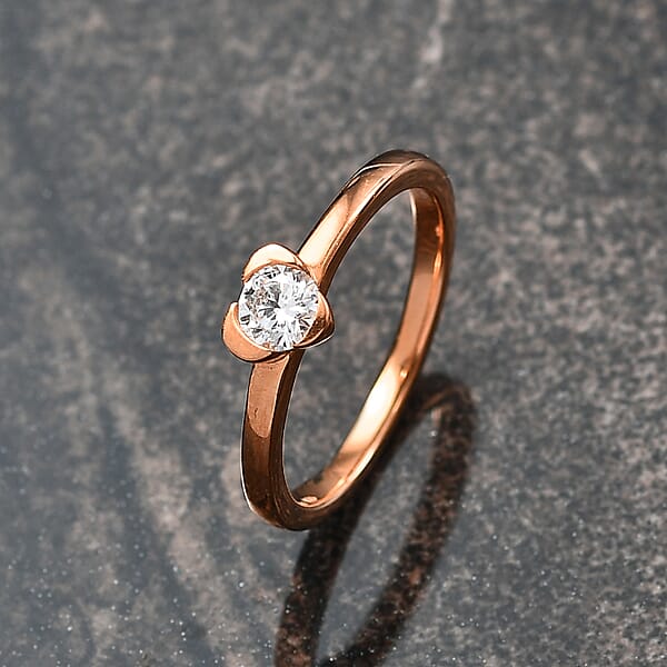 Luxuriant Lab Grown Diamond E-F VS 0.25 Ctw Solitaire Ring In 18K Vermeil Rose Gold Sterling Silver (Del. In 10-12 Days)