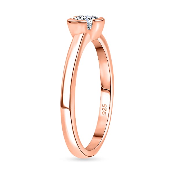 Luxuriant Lab Grown Diamond E-F VS 0.25 Ctw Solitaire Ring In 18K Vermeil Rose Gold Sterling Silver (Del. In 10-12 Days)