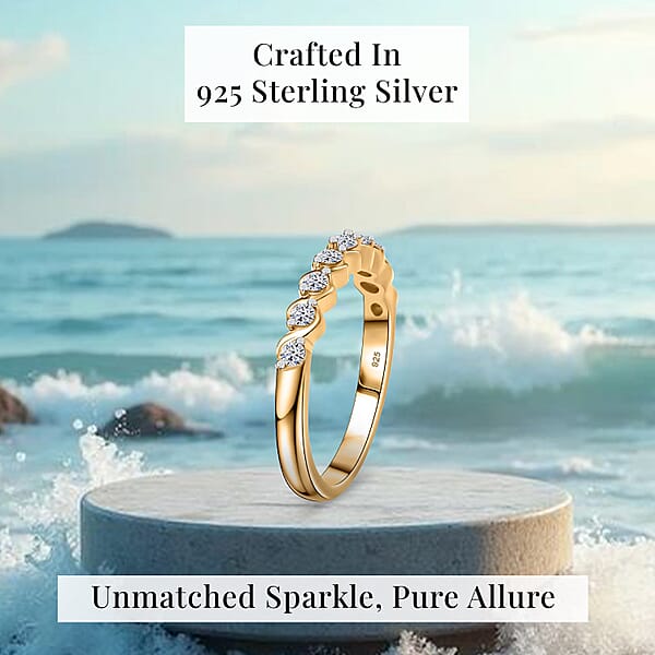 Luxuriant Lab Grown Diamond E-F VS 0.30 Ctw Band Ring In 18K Vermeil Yellow Gold Over Sterling Silver