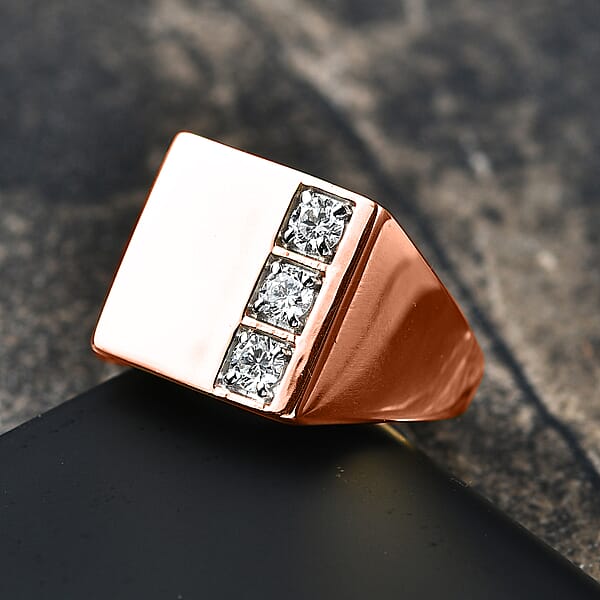 Luxuriant Lab Grown Diamond E-F VS 0.30 Ctw Men's Ring In 18K Vermeil Rose Gold Over Sterling Silver (Del. In 10-12 Days)