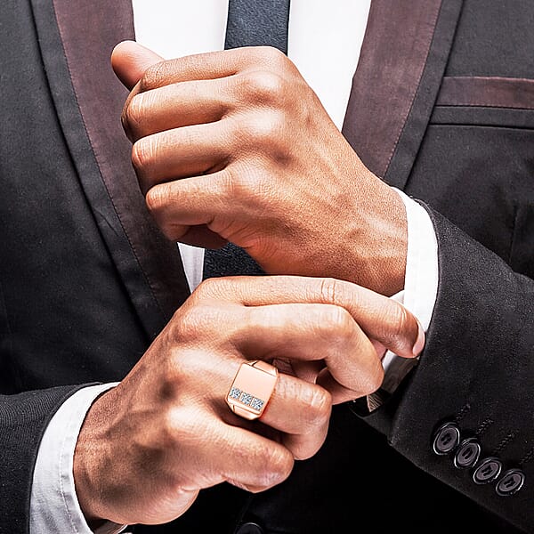Luxuriant Lab Grown Diamond E-F VS 0.30 Ctw Men's Ring In 18K Vermeil Rose Gold Over Sterling Silver (Del. In 10-12 Days)