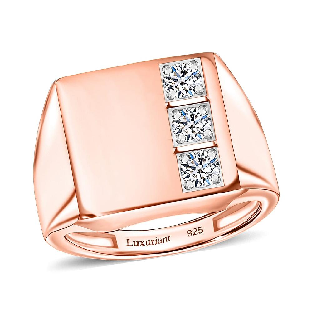 Luxuriant Lab Grown Diamond E-F VS 0.30 ctw Men's Ring in 18K Vermeil Rose Gold Over Sterling Silver (Del. in 10-12 Days)