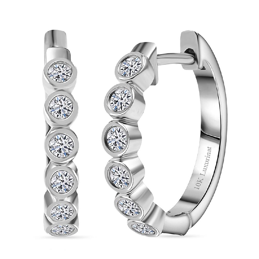 Luxuriant Lab Grown Diamond E-F VS 0.50 ctw Hoop Earrings in 10K White Gold (Del. in 10-12 Days)