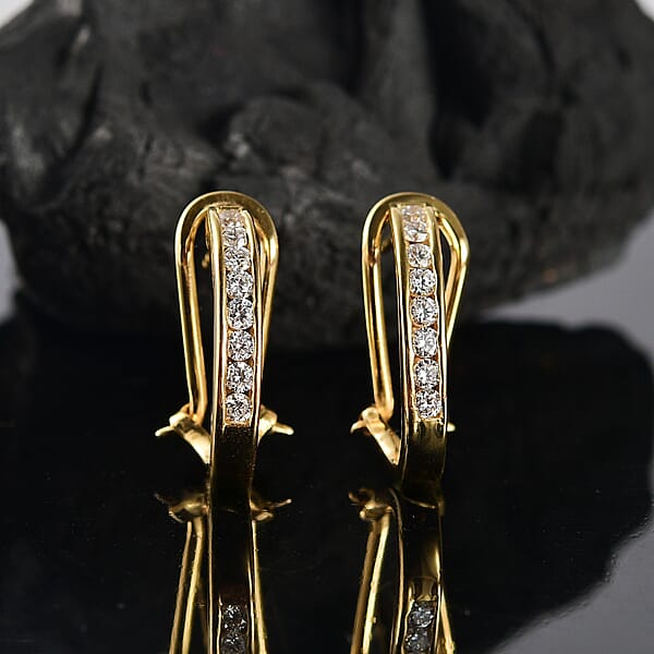 Luxuriant Lab Grown Diamond E-F VS 0.50 Ctw Latch Back Earrings In 18K Vermeil Yellow Gold Over Sterling Silver