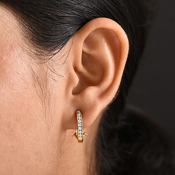 Luxuriant Lab Grown Diamond E-F VS 0.50 Ctw Latch Back Earrings In 18K Vermeil Yellow Gold Over Sterling Silver