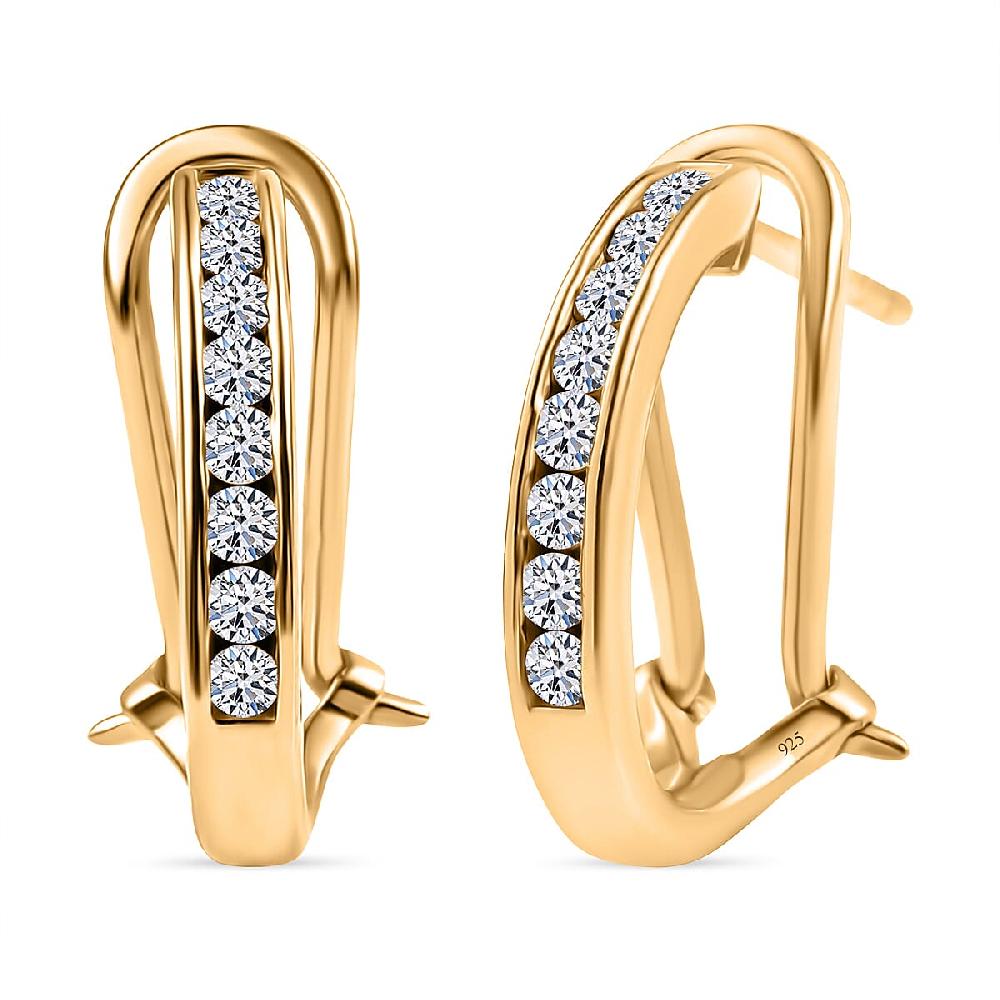 Luxuriant Lab Grown Diamond E-F VS 0.50 ctw Latch Back Earrings in 18K Vermeil Yellow Gold Over Sterling Silver